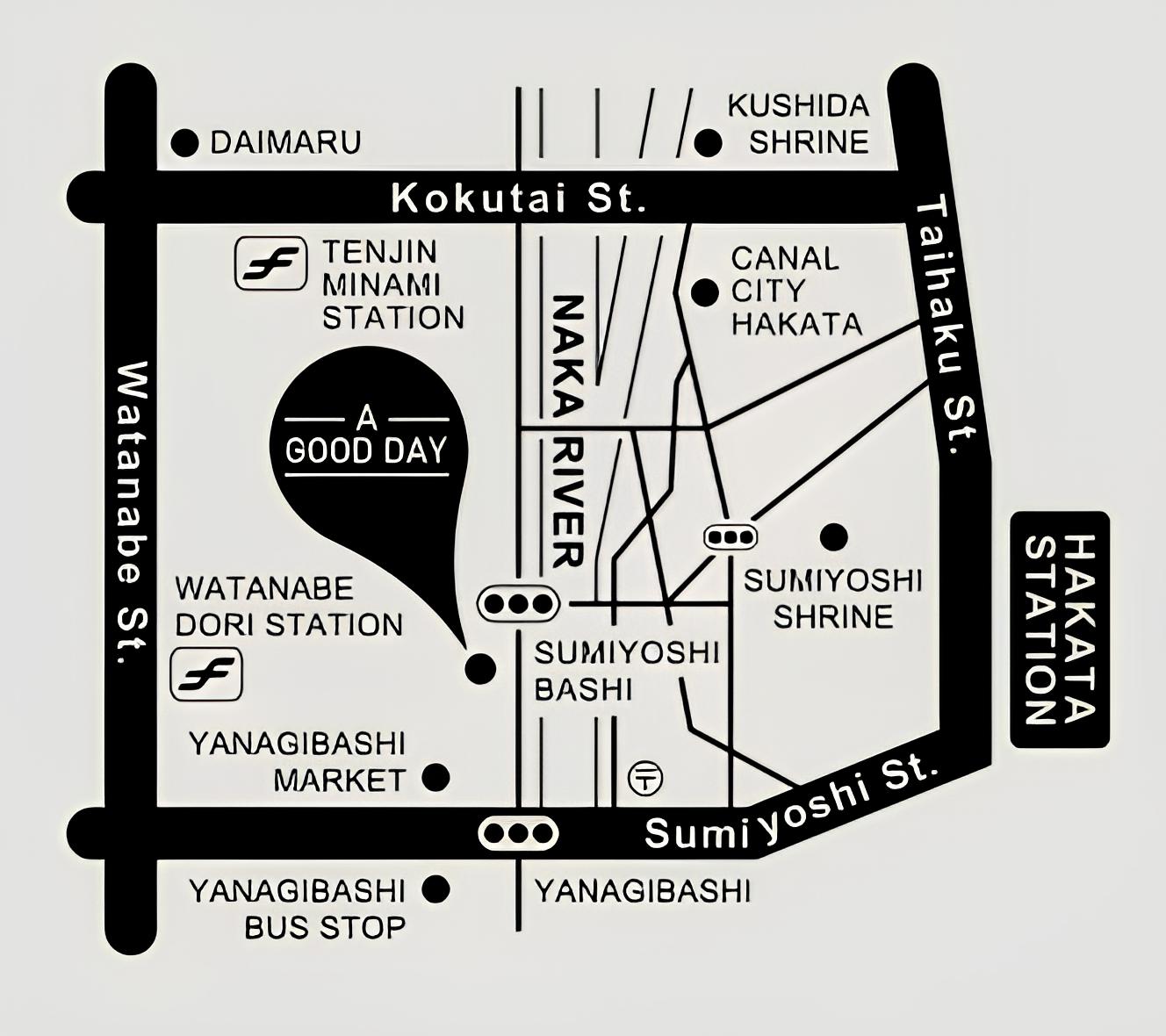 A Good Day Fukuoka Riverside — Access Map