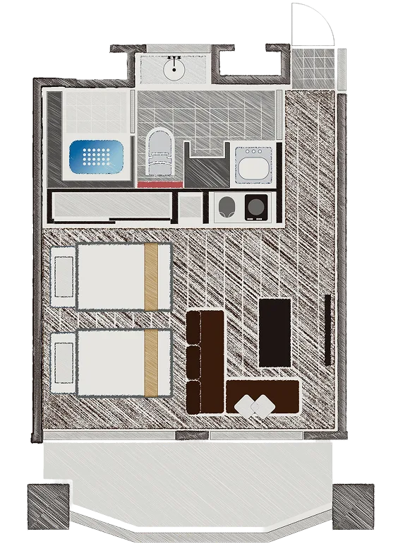 Suite Double Room (Standard) floor plan — 35 m²
