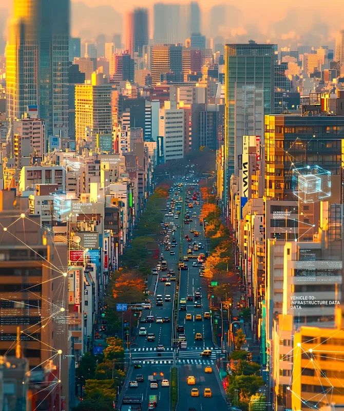 Fukuoka cityscape at dusk