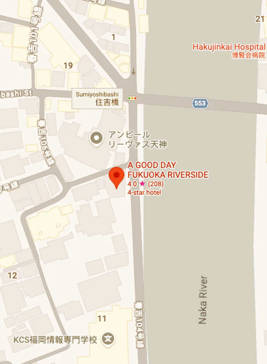 Google Map of A Good Day Fukuoka Riverside